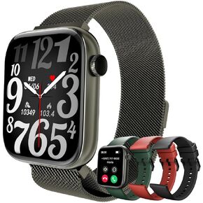 MIDDOW Smart Watches for Women Men, 1.85" AMOLED Screen (Answer/Make Calls), Heart Rate / SpO2 / Sleep Monitor, Fitness Tracker Watch with AI Voice, 100+ Sports Modes, iOS and Android (Gold)