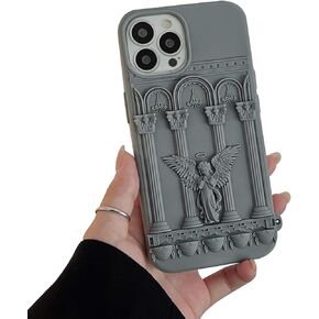 أمثل المتوافق مع iPhone 13 Pro Max Case مع Silicone 3D Cute Angel تمثال Retro Pattern Passion Simplicity Design Women Women Teen Girls Phone Cover -RED -RED in Kuwait