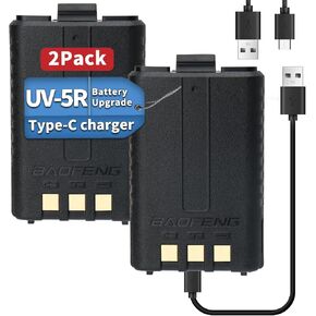BAOFENG UV-5R Battery BL-5 1800mAh Rechargeable Battery Support USB C Direct Charge for Walkie Talkie UV 5R BF-F8HP UV-5X3 GT-5R UV-5RX M-5R Two Way Radio (2 Pack)
