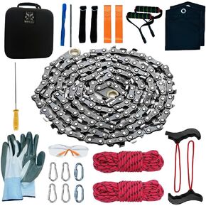 55 Inch High Limb Rope Saw with 70 Sharp Teeth, Effortless 360° Arborist Tree Limb Cutter – Dual Sided Chain Cutting Tool for High Branches, Pocket Wire Chain for Outdoor Adventures with Storage Box