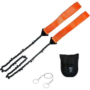 Pocket Chainsaw with 14-inch Anti-Slip Handles, 24 inch Heavy Duty Steel Pocket Saw, 11 Sharp Teeth Survival Saw, Hand Chain Saw, Cable Saw, Camp Backpacking Saw for Hiking Tree Cutting