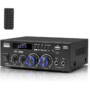 Romica Bluetooth 5.0 Stereo Audio Amplifier, 2 Channel 450W x2 Wireless Home Theater Power Amplifier with FM Radio, USB, SD, Optical & Coaxial Inputs, Amplifier Home Audio for Passive Speakers