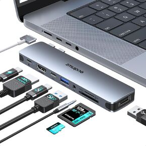 USB C Laptop Docking Station with 2 HDMI 4K@60Hz+DP 8K@30Hz for Dell HP Thinkpad Surface, 15 in 1 USB C Hub Triple Display Multiple Adapter, Dongle with USB A Port+Button+PD+Ethernet+SD/TF+Audio