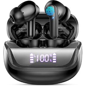 Wireless Earbuds Bluetooth Headphones Noise Cancelling, Bluetooth 5.4 Ear bud with Dynamic Drivers Stereo, 40H Playtime Sports Earphones Wireless Waterproof with LED Power Display for Laptop Pad Phone