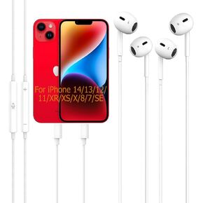 2 Pack Earbuds for iPhone Headphones Wired HiFi Stereo Headsets [MFi Certified] Noise Reduction Earphones for iPhone 14/13/12/11/XR/XS/X/8/7/SE Support iOS System(Built-in Microphone & Volume Control)