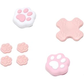 GeekShare Silicone Cat Paw Button Caps Thumb Grips Set, Joystick Cover Caps Compatible with Switch/OLED - Pink