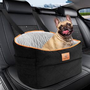 Dog Car Seat Up to 55lb, Dog Booster Seat, Travel Dog Bed, for Large Medium Dog or Two Small Dogs, with 2 Clip-On Safety Adjustable Leashs and Storage Pockets, Detachable, Washable, Easy to Install