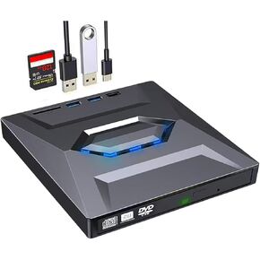 External CD/DVD Drive for Laptop, 5-in-1 USB 3.0 Burner/Reader Compatible with Mac & Windows PCs, Linux Systems