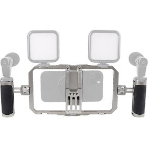 Universal Phone Cage, LOFISTERE Smartphone Video Rig Kit with Handels, Handheld Filmmaking Stabilizer for Vlogging and Videography Compatiable with Most iPhone Android Phones