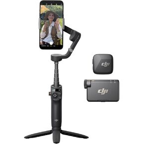 DJI Osmo Mobile 6 Slate Gray + Mic Mini (1 TX + 1 RX), Gimbal Stabilizer for Smartphone, Wireless Microphone, Detail-Rich Audio, OsmoAudio, Active Noise Cancelling