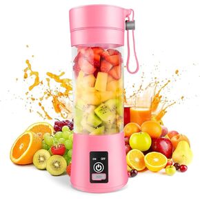 Portable Blender, Personal Blender USB Rechargeable, Mini Juicer for Shakes and Smoothies, Strong Cutting Power with 6 Blades, 380Ml Traveling Fruit Veggie Juicer Cup for Home, Sport, Office, Camping