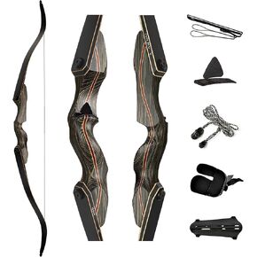 Deerseeker Archery 60" Takedown Recurve Bow Set, Traditional Wooden Bow with Laminated Limbs for Adults & Youth Beginners - Right/Left Hand for Hunting, Practice& Target Shooting 15-60lbs