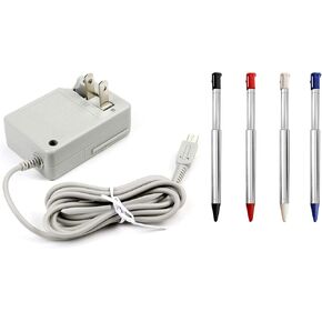 3DS Charger Bundle, 1 Pack Charger and 4 Pack Stylus Pen for Nintendo 3DS