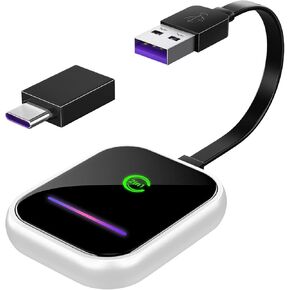 2 في 1 محول لاسلكي carplay لمحول iPhone & Android Auto Wireless ، يحول السلكية إلى زمن الوصول اللاسلكي ، شبه الصدر ، التوصيل والتشغيل للسيارات من عام 2017 ، iOS 10+/Android 11+