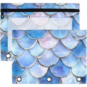 xigua Bow Pencil Pouch Fits Standard 3-Ring Binders with Clear Window, 2 Pack Zipper Binder Bag for Office