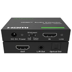 HDMI 2.0 Audio Extractor 4K60Hz HDMI to Optical + 3.5mm Audio Splitter Support Dolby Vision, Dolby Atmos, HDR10, HDCP 2.2, CEC, 5.1CH DD/DTS, 2CH PCM