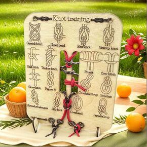 KYWYOYOU Learn Knot Training Board, Knot Tying kit, Learn to tie Knot Training Board, 16 Knotting Methods for Beginners, Knot Tying Book for Outdoor Survival, Camping