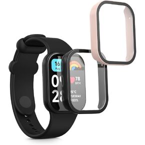 kwmobile Cover Comaptible with Xiaomi Smart Band 8 Pro/Smart Band 9 Pro Covers - 2X Tempered Glass with Plastic Frame - Transparent/Black