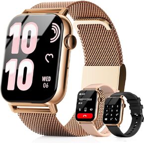 Smart Watches for Women, 1.83" HD Fitness Tracker (Answer/Make Calls), 120+ Sport Modes with Heart Rate/Sleep Monitor, IP68 Waterproof, 3 Bands, Fitness Watch for iOS Android, Pink