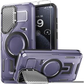 for Samsung Galaxy S25 Ultra Case with Screen Protector, [Compatible with Magsafe][Adjustable Camera Cover Stand] Military-Grade Protection Shockproof Protective Magnetic Case-Red