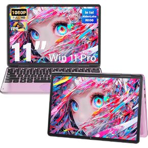11 "شاشة تعمل باللمس 2-في 1 كمبيوتر محمول وردي قابلة للتحويل للأعمال والطلاب ، في TEL N100 CPU ، 16G DDR4 RAM ، 512G SSD ، FHD 1920 * 1200 IPS ، Win 11 Pro PC ، لوحة مفاتيح خلفية ، WiFi ، Type-C ، HDMI ، Oval Trackpad