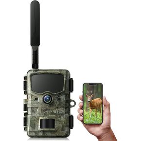 كاميرا Voopeak Cellular Trail-خطة بيانات البيانات منخفضة التكلفة 4G LTE مع رؤية ليلية تبلغ قيمتها 32 ميجابكسل 2.7K ، وتخزين سحابة مجاني مدى الحياة ، وبطاقة SIM مدمجة وبطاقة 64 جيجابايت Micro SD