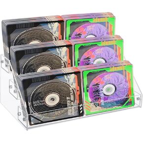 Klmnop 3-Tier Clear CD Holder, CD Storage Rack & DVD Display Rack Holds up to 24 Standard CD Cases, CD Storage Stand for Media Organizer(Clear)