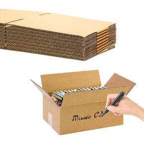 10 PCS Cardboard CD Storage Box, 11 x 5.9 x 7.5 Inch Boxed DVDs Organizer Shelf, Transport Packing Storage Container for Books, Video, Cassette Collection