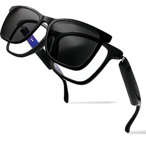 2-in-1 Smart Glasses for Men, Bluetooth Glasses for Men/Women with Speaker, Blue Light Blocking & Polarized Lenses, Unisex Sunglasses, Hands-Free Calls, UV400 Protection for Driving/Outdoor