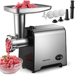 Electric Meat Grinder, Sausage Stuffer Maker 450W Food Grinder with Blade & 3 Plates, Sausage Stuffer Tubes & Kubbe Kit, Stainless Steel Meat Mincer Machine for Home Kitchen Use