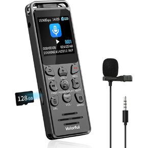 144GB Digital Voice Recorder with Playback, Volorful 1536Kbps Audio Recorder for Interviews Meetings, Voice Activated Recorder Recording Device with Noise Reduction, MP3 Stereo Player, Microphone
