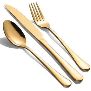 60-Pcs Gold Silverware Set - Stainless Steel Flatware Cutlery Set Service for 20, Mirror Polished Gold Flatware Set Include Forks Spoons Knives for Home, Wedding, Restaurant, Dishwasher Safe