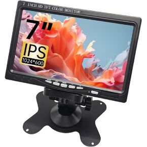 10.1 inch Small Monitor, Stunning 1024x600 IPS Screen Display, Multi-Input Support 1080P with HDMI, AV, VGA, BNC, and USB, Built-in Speaker for PC, Security, DVD and Microscope Applications