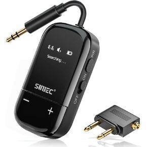 Bluetooth 5.3 محول طائرة Transmitter مع الشاشة - يدعم APTX Adaptive 2 أو سماعات الرأس - Aux Jack Wireless Audio 3.5mm Jack Wireless للطائرة Travel TV PC Gym