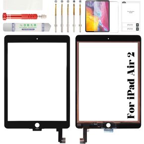 for iPad Air 2 Screen Repair Kit for iPad Air 2 Digitizer Replacement A1566 for iPad Air 2 Touch Screen Replacement A1567 Without Home Button Black (Without LCD)