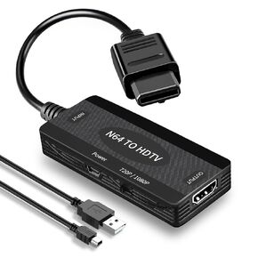 N64 to HDMI Converter - 720P/480P N64 HD MI Adapter Plug & Play with Zero Lag, Compatible with Nintendo 64/Gamecube/SNES/NGC/SFC,Low Latency HDMI Output to TV/Monitor/Projector(No Power Supply Needed)