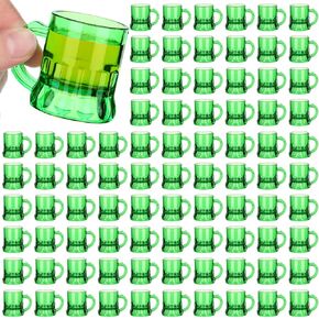 48 Pcs St Patricks Day Mini Plastic Beer Mug Irish Shot Glasses with Handles Green Irish Gifts Party Favors Green Plastic Miniature Beer Cup with Handle for Saint Patty's Day Celebration