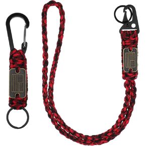 2Pcs Keychain Lanyard, Paracord Lanyard Necklace Heavy Duty Paracord Keychain Braided Parachute Rope Necklace Keychains with USA Flag for Outdoor Activities Camera Keys Whistle Traveling