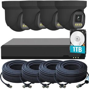 Smart 5MP PoE 4ch Security Camera System for Home Outdoor NVR Surveillance, 4pcs Wired 5MP PoE Cameras with Night Vision, Human Detection, 4K NVR with 1TB HDD for 24-7 Recording