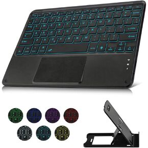 Portable Wireless Bluetooth Keyboard with Multi-Touch Touchpad, Ultra Slim 11 Colors Backlit Rechargeable Wireless Tablet Keyboard for iOS iPad Pro/iPad Air/Mini/Samsung Galaxy/Android/Windows