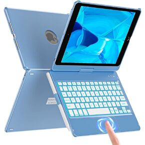 aMZCaSE Keyboard Case for iPad 9th Generation(10.2",2021),Colorful Backlight,360° Slim Cover, Keyboard Case with,Smart Sleep/Wake,Pencil Holder,for iPad 8th Gen 2020,7th Gen 2019 (Iceland Blue)