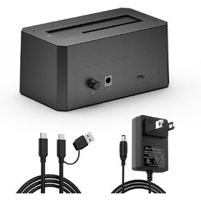 SAS/SATA إلى محول USB 3.0 ، 2.5/3.5/3.5 بوصة SAS SAS CABLESS USB-A/C ، SAS خالية من الأدوات إلى محول SATA ، حاوية SSD HDD مع محول طاقة 12V/2A ، ودعم حتى 18TB