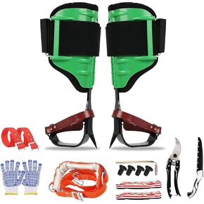 Tree Climbing Spikes Set with Harness Belt, Thickened Leather Tree Climbing Spikes with Soft Padding & Non-Slip Pedal, Tree Climbing Spurs Tool for Picking Fruit, Logging