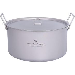 Boundless Voyage 5L Titanium Cooking Pot with Lid & Folding Handle Large Soup Pot for Outdoor Camping Hiking Picnic Home Kitchen Ultralight Cookware Ti2104C