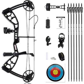 Archery Compounnd Bow Set Fully Adjustable for Adults and Teens,25.4"-32" Draw Length,30-70LBS Draw Weight,Up to 320 FPS,Limbs Made in USA 2025 New