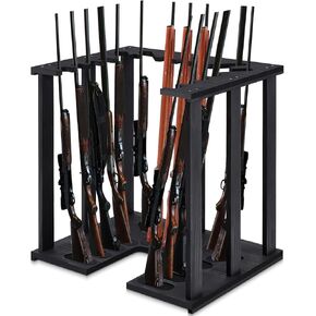 Gun Rack Wooden Rack Rifle Stand Display for 15 Shooting Hunting Guns Organizer and Storage Corner Floor Standing for Home Indoor Exhibition Rifle Lover Gift