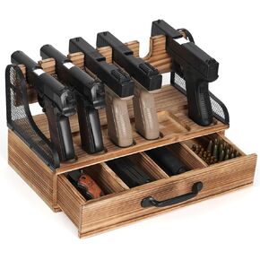 handrong Pistol Rack,Adjustable Pistols Holder for Gun Safe, Wood Handgun Rack,Pistol Stand for Handguns,Gun Rack Holder Storage, Gun Safe Organizer Accessories,Guns Gift for Men