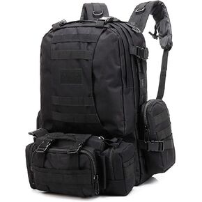Hiking Tactical Backpack 55L Large Military Army Rucksack with Detachable 3 Molle Bags, 36-55L Bug out Bag 3 Days Assault Pack Bag Heavy Duty Rucksack Molle Daypack for Men Women