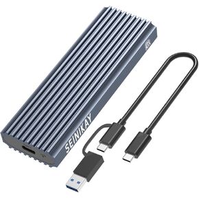 M.2 NVME SSD Enclosure, Tool-Free USB 3.2 Gen 2 (10 Gbps) to NVME Adapter with Heat Sink, 10Gbps Speed,Tool-Free Design, Plug and Play, 16TB Expansion, with C-C to A Cable