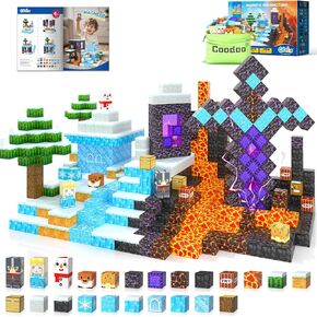 Frozen Toys Magnetic Blocks - Build Mine Magnet World Frozen & Lava Set, Magnetic Tiles Building Blocks Toddler Toys STEM Sensory Outdoor Kids Toys, Gifts for Boys & Girls Toys for Ages 3 4 5 6 7 8
